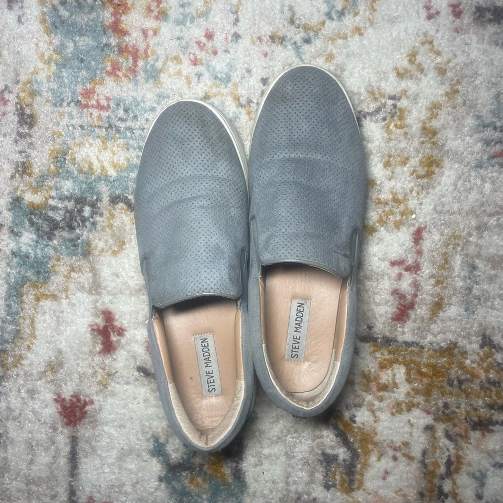 Steve Madden Perforated Blue Slip-On Shoes